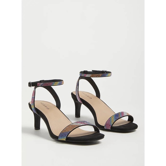 torrid Shoes - NEW! Torrid Embellished Kitten Faux Suede Black Heels Sandals Shoes Size: 9.5W